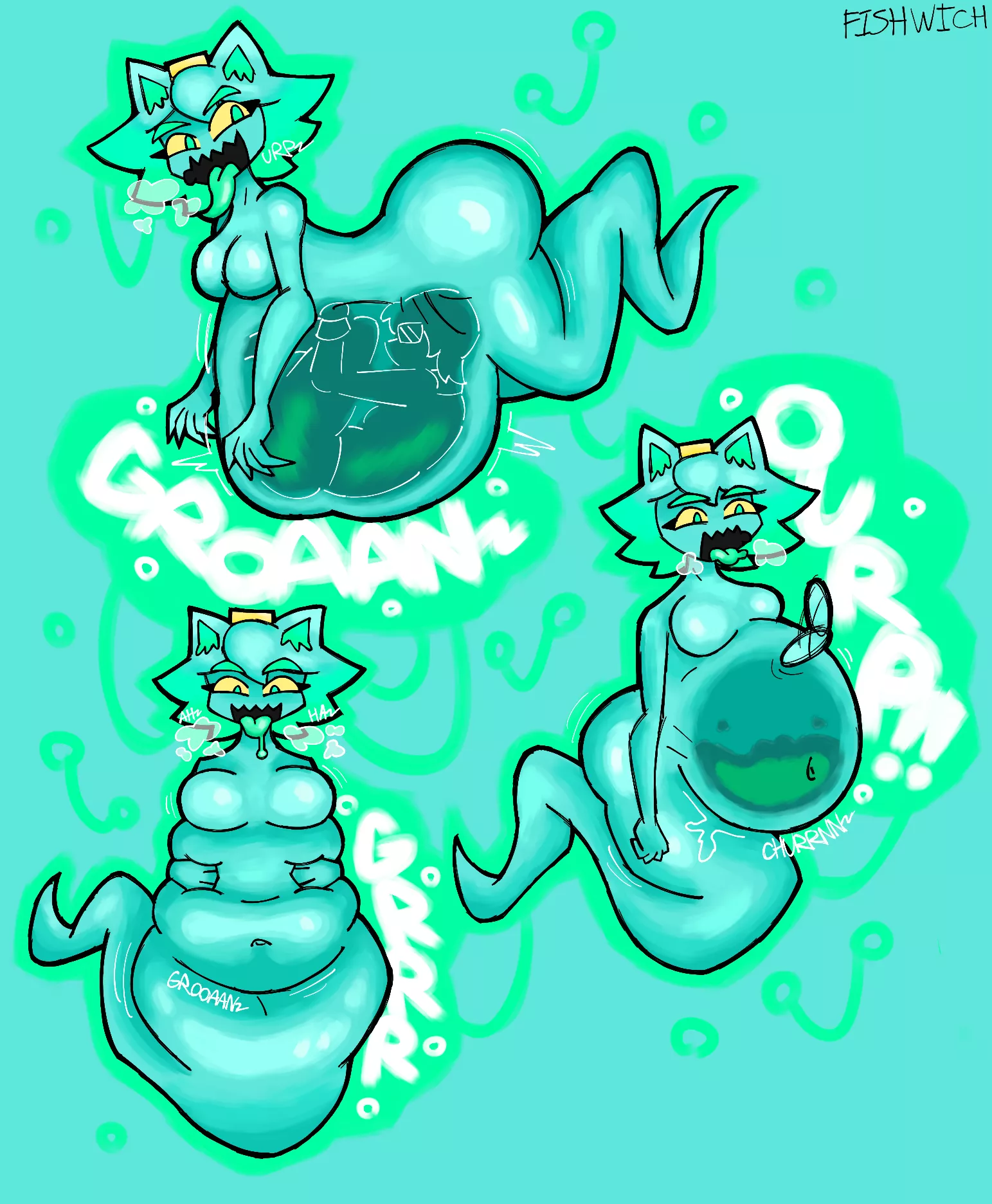 {image} ghost girl hours (f pred, ghost pred, digestion, soft vore) (art by me)