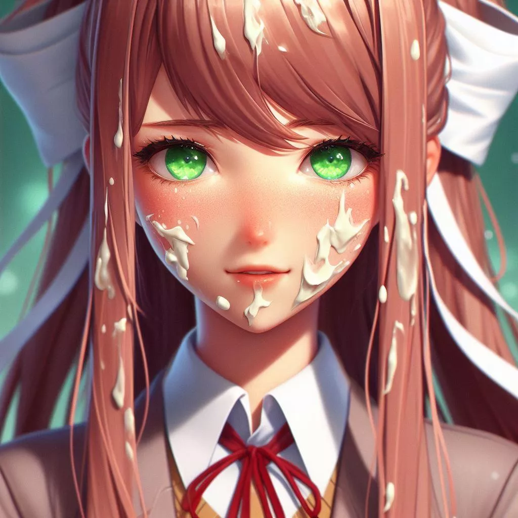 Monika getting a facial (got bing to use mayo lol)