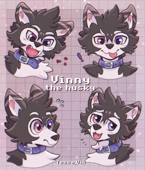 Some expressions that I drew of my husky ^^