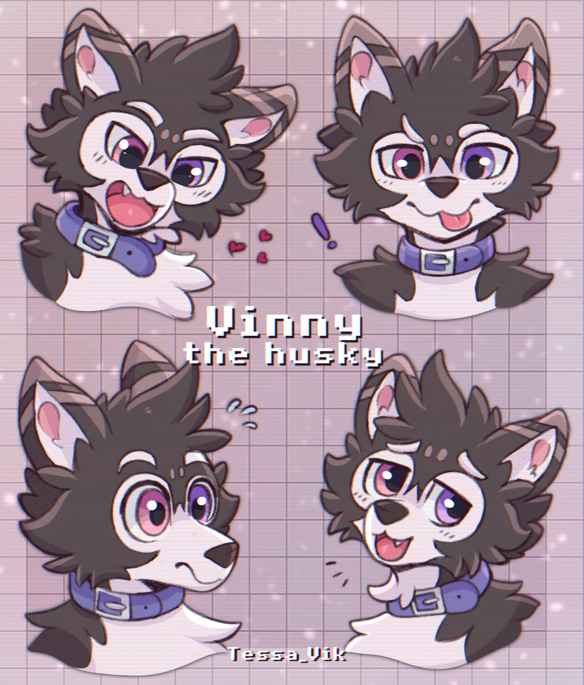 Some expressions that I drew of my husky ^^
