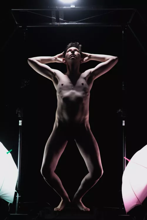 In the grungy studio