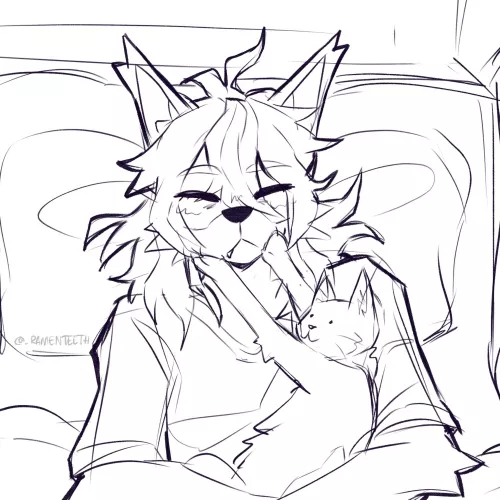 Literally my cat the other morning (art by me)