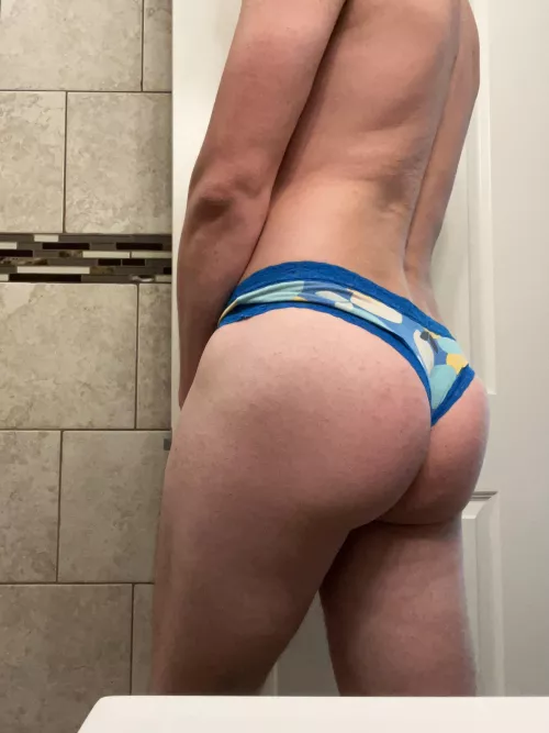 Wearing my wife's cheeky panties