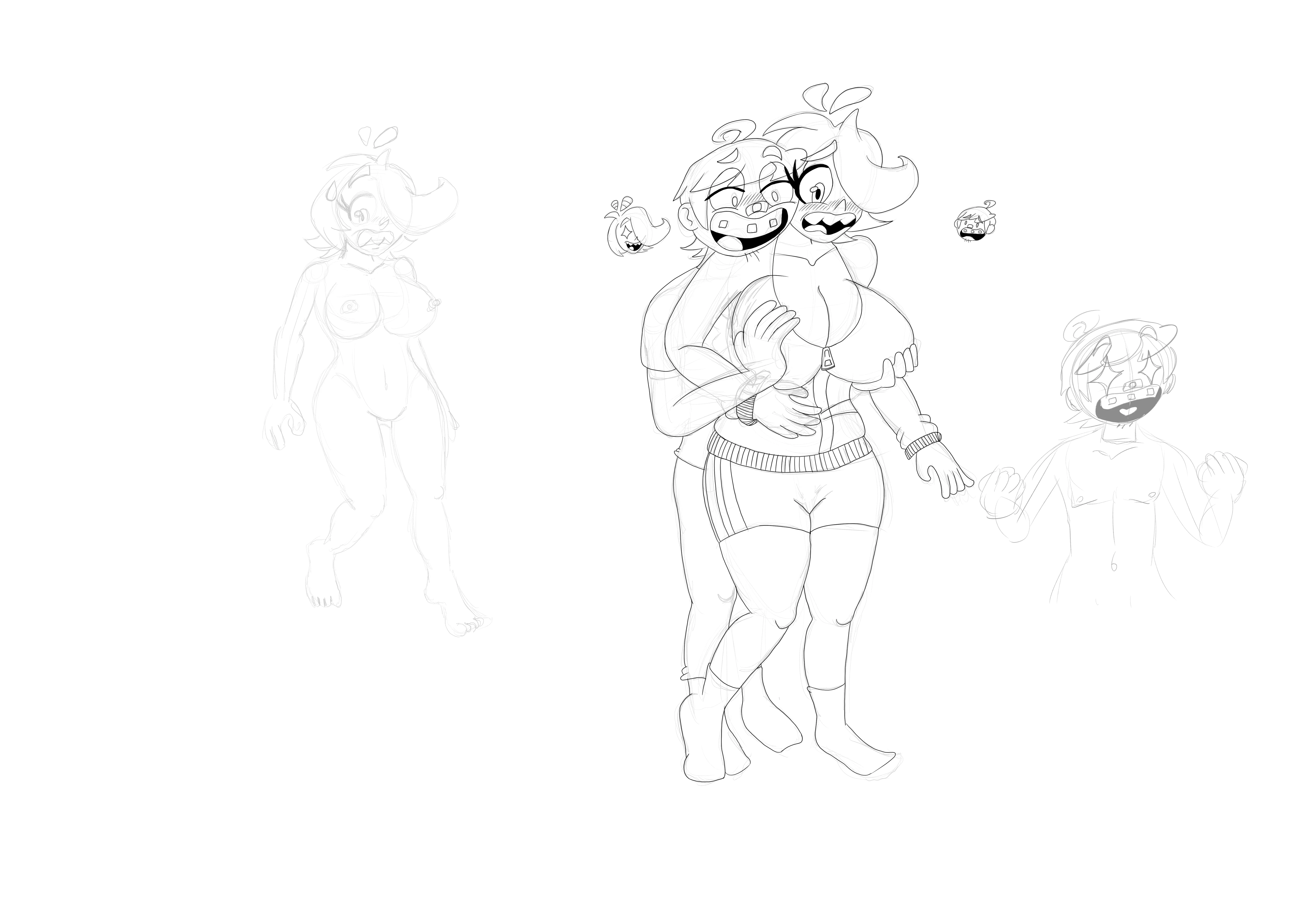 Bodyswap sketch of Gerph's characters, trying out this sort of art [Artist: me]