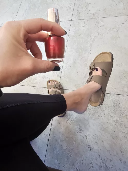 Pedicure day. Do you like the red?