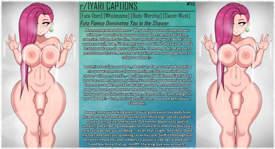 Futa Fiance Dominates You in the Shower. [Futa] [Wholesome] [Blow-Job] [Tongue-Bath] [Sweat-Musk] [Foot-Worship] [Ass-Worship] [Loving-Dom] [Mommy-Dom] [Art: drunkavocado] [Iyari-Captions]