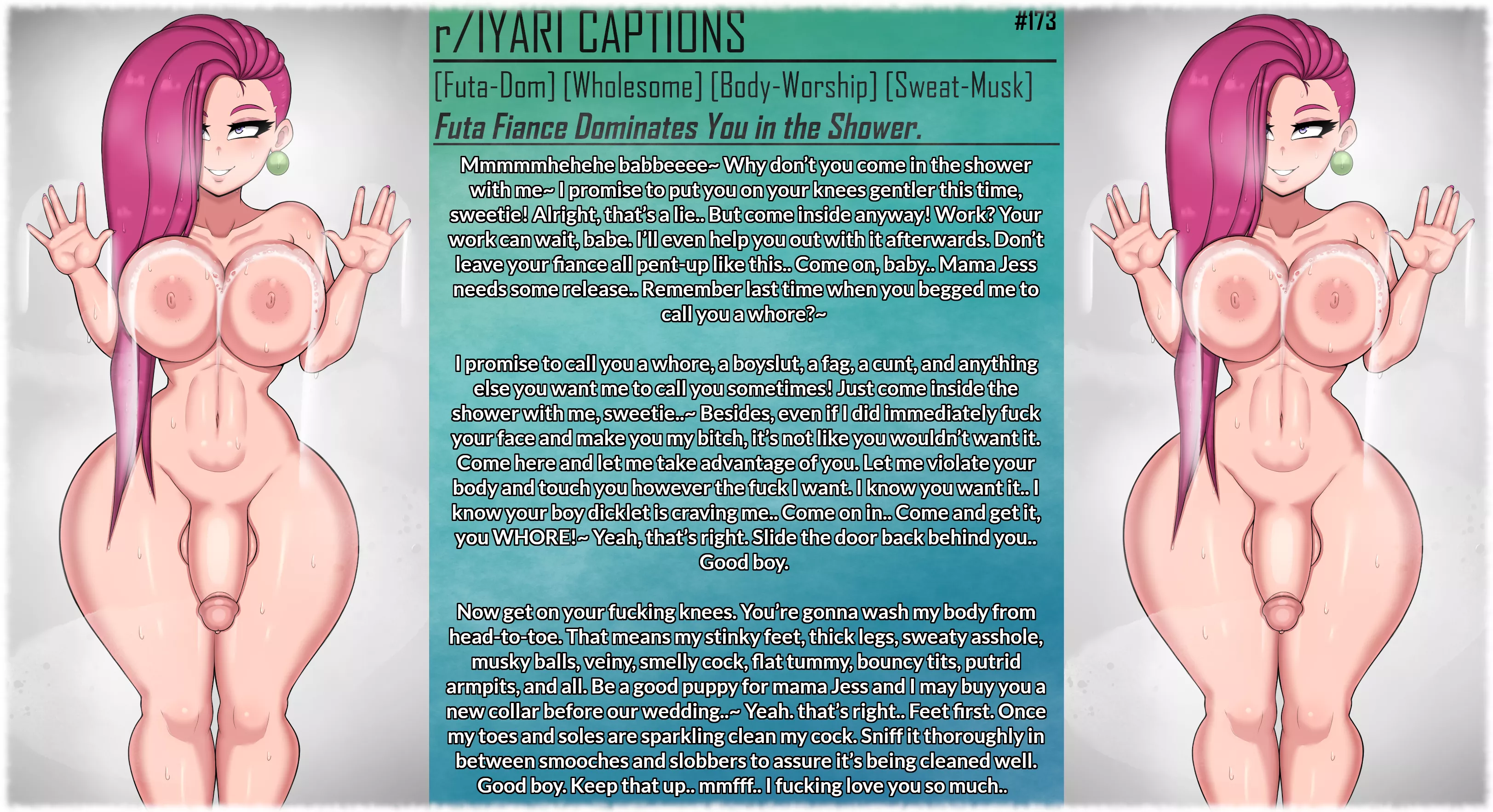 Futa Fiance Dominates You in the Shower. [Futa] [Wholesome] [Blow-Job] [Tongue-Bath] [Sweat-Musk] [Foot-Worship] [Ass-Worship] [Loving-Dom] [Mommy-Dom] [Art: drunkavocado] [Iyari-Captions]