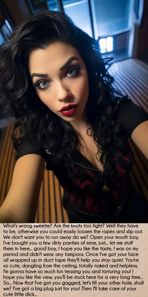 Training her shibari skills