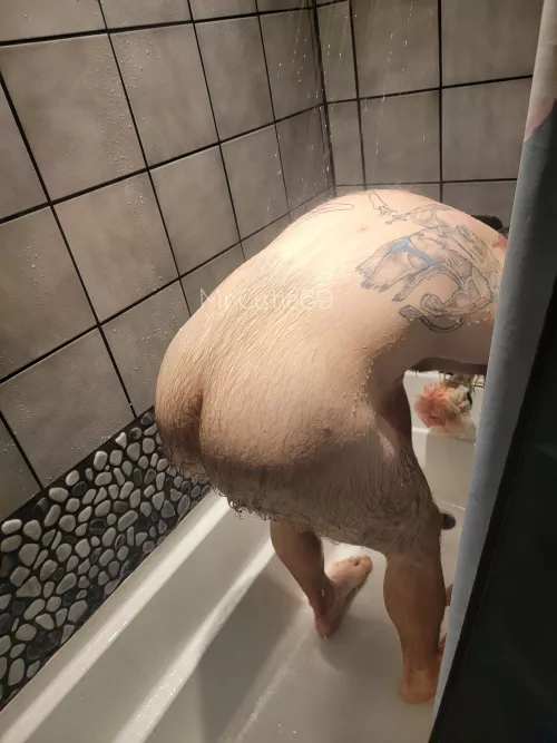Wet man ass