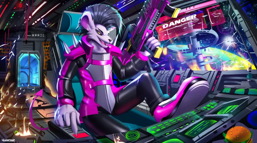 COMMISSION - A sci-fi Furry commission on a space ship i had the chance to do! cx (Art by me @ichimoral )