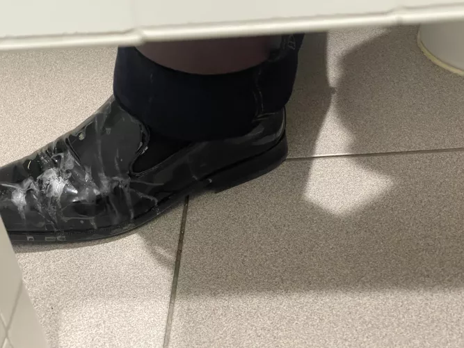 Crusted shoes in the next stall