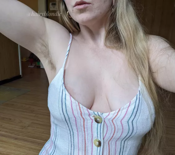 I love wearing tank tops, I'm not afraid to show off my hairy pits