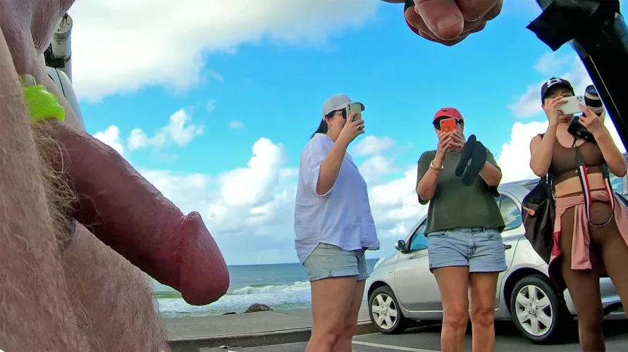 Making sure they get their CFNM episode with the public erection and cockring properly recorded on all their cellphones