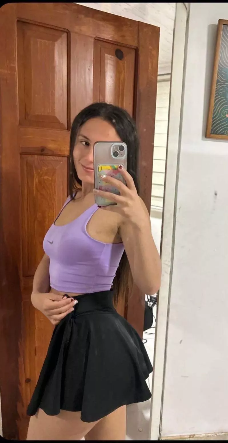 Miniskirt and a sports bra 😉