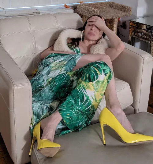 Yellow heels really pop!