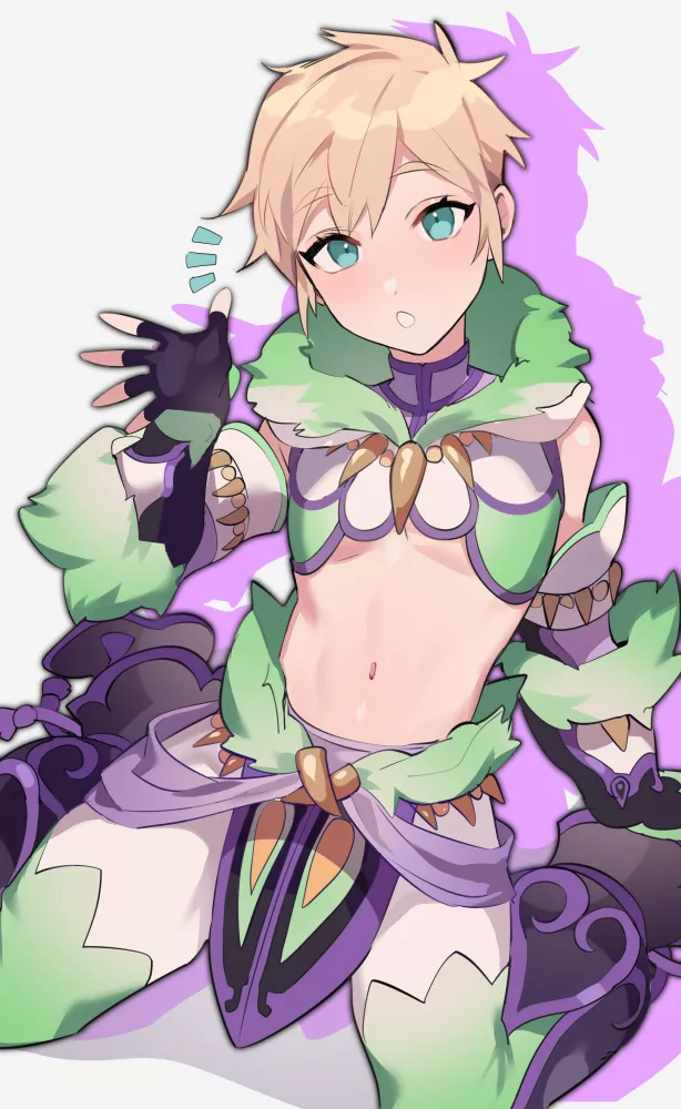 Cute Monster Hunter armor on femboy (ming)