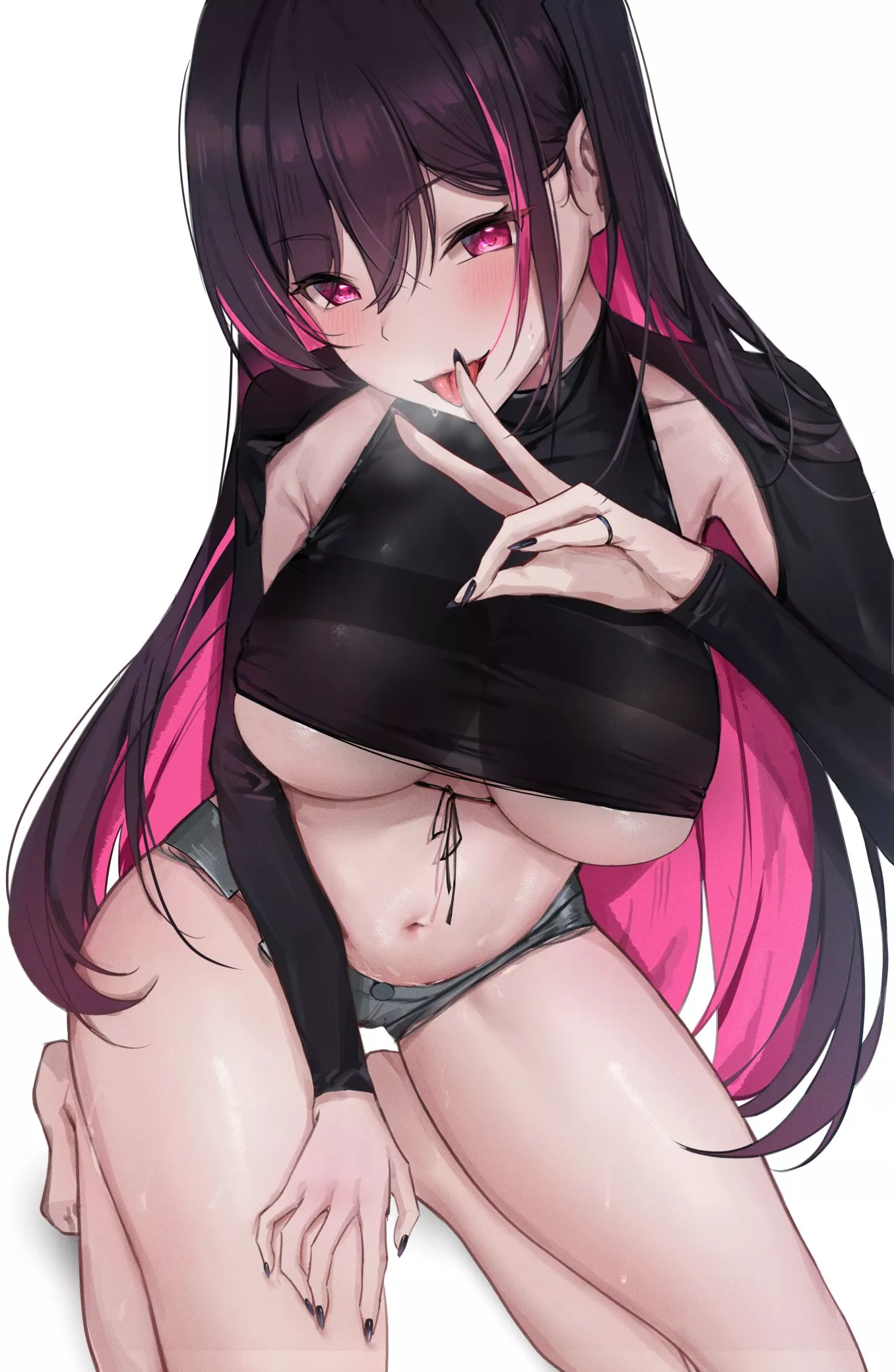 Denim Shorts & Underboob