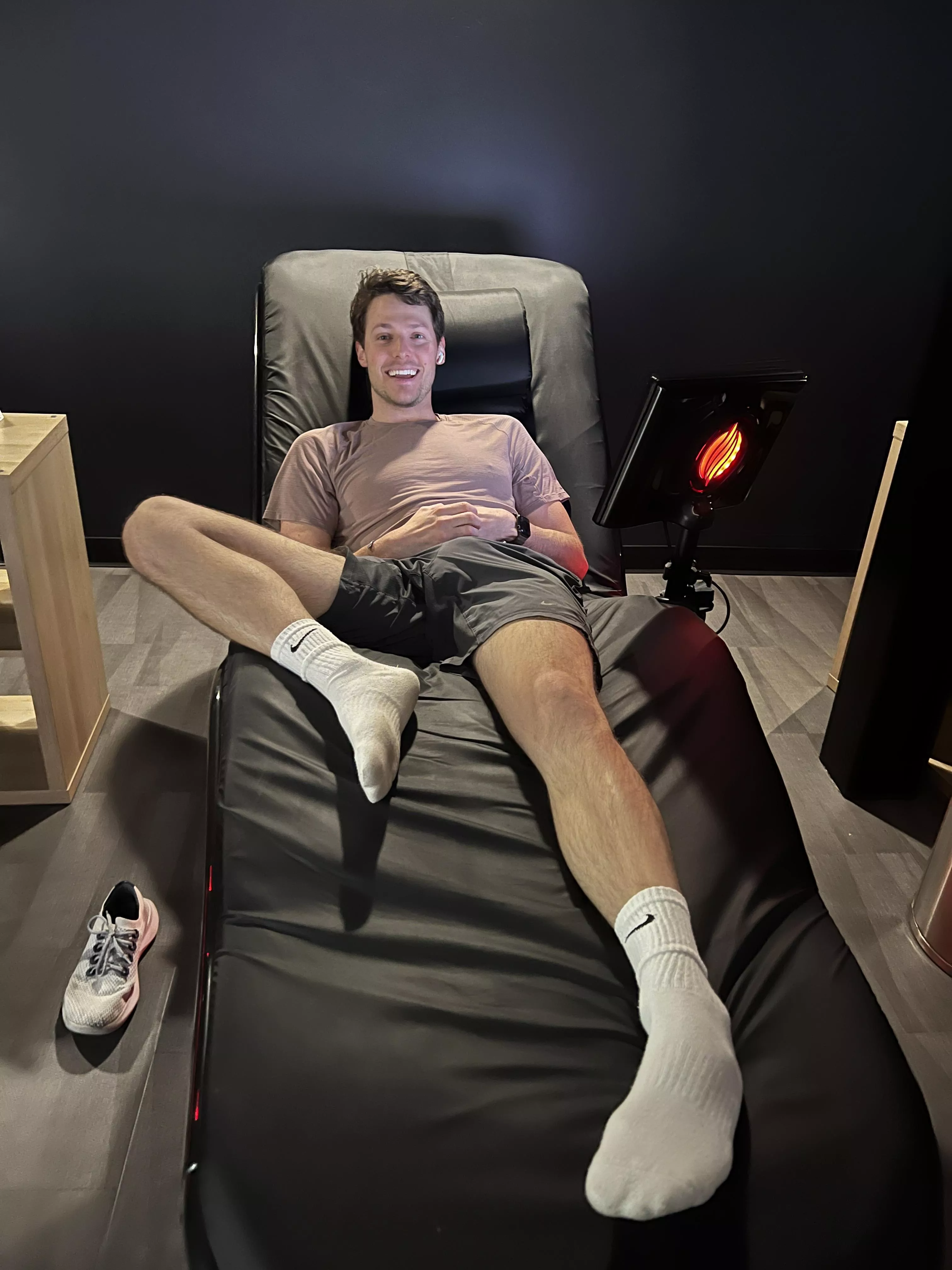 Friend snapped this pic of me recovering after leg day w hydrotherapy massage bed