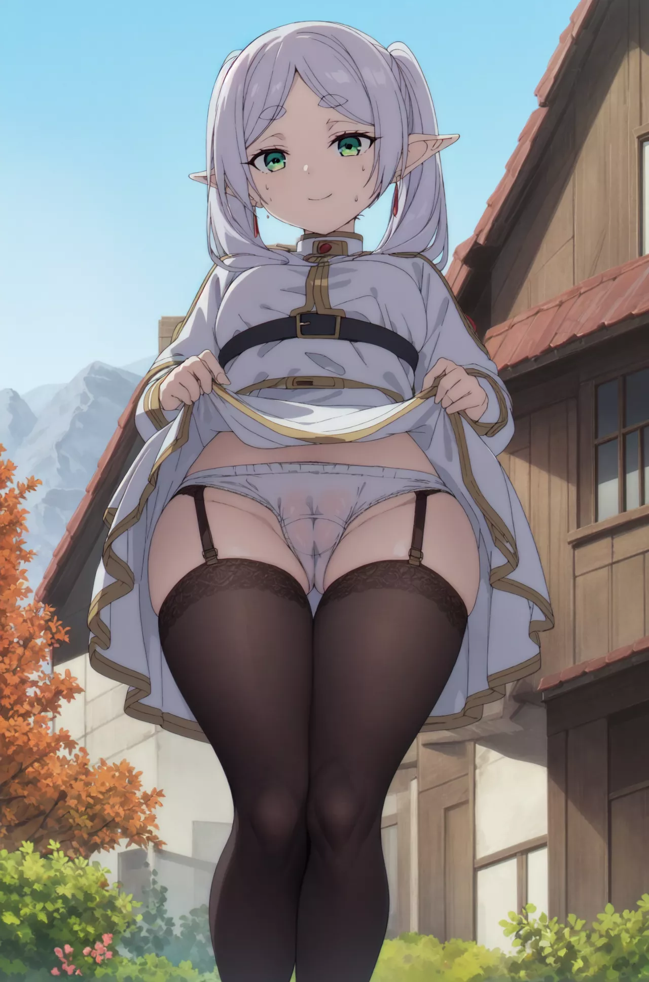 Frieren showing her lingerie