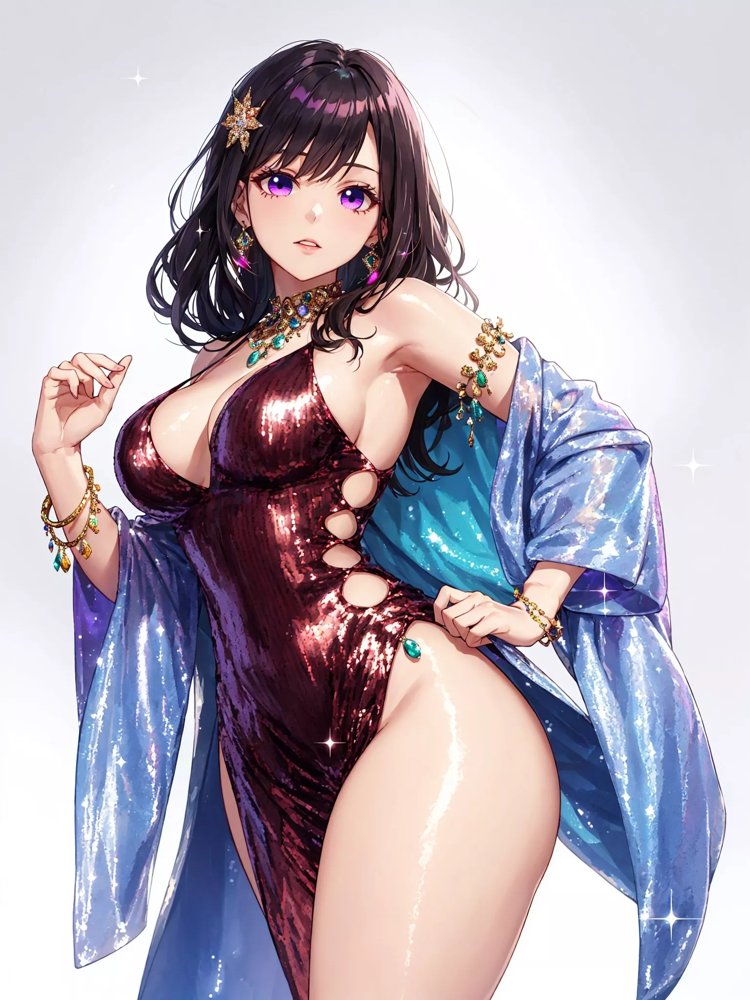 Glittering Blue & Maroon