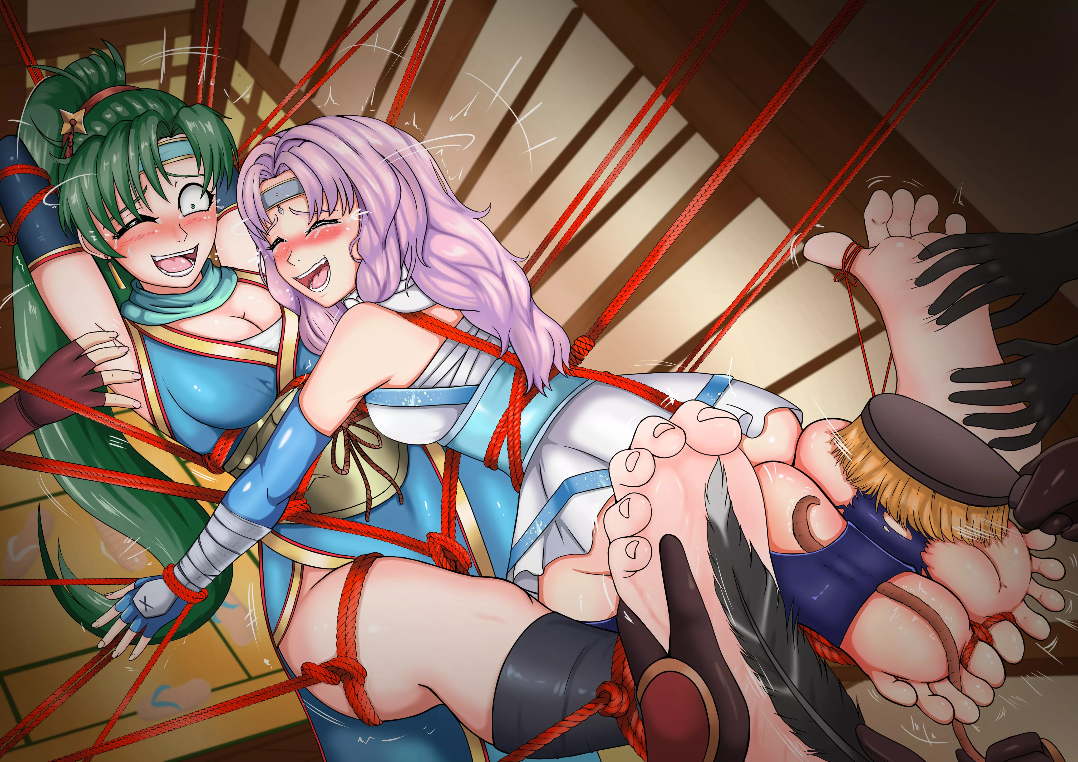Lyn/Florina: Ticklish Ninja Duo (Fire Emblem) [Artist: Codricor1]