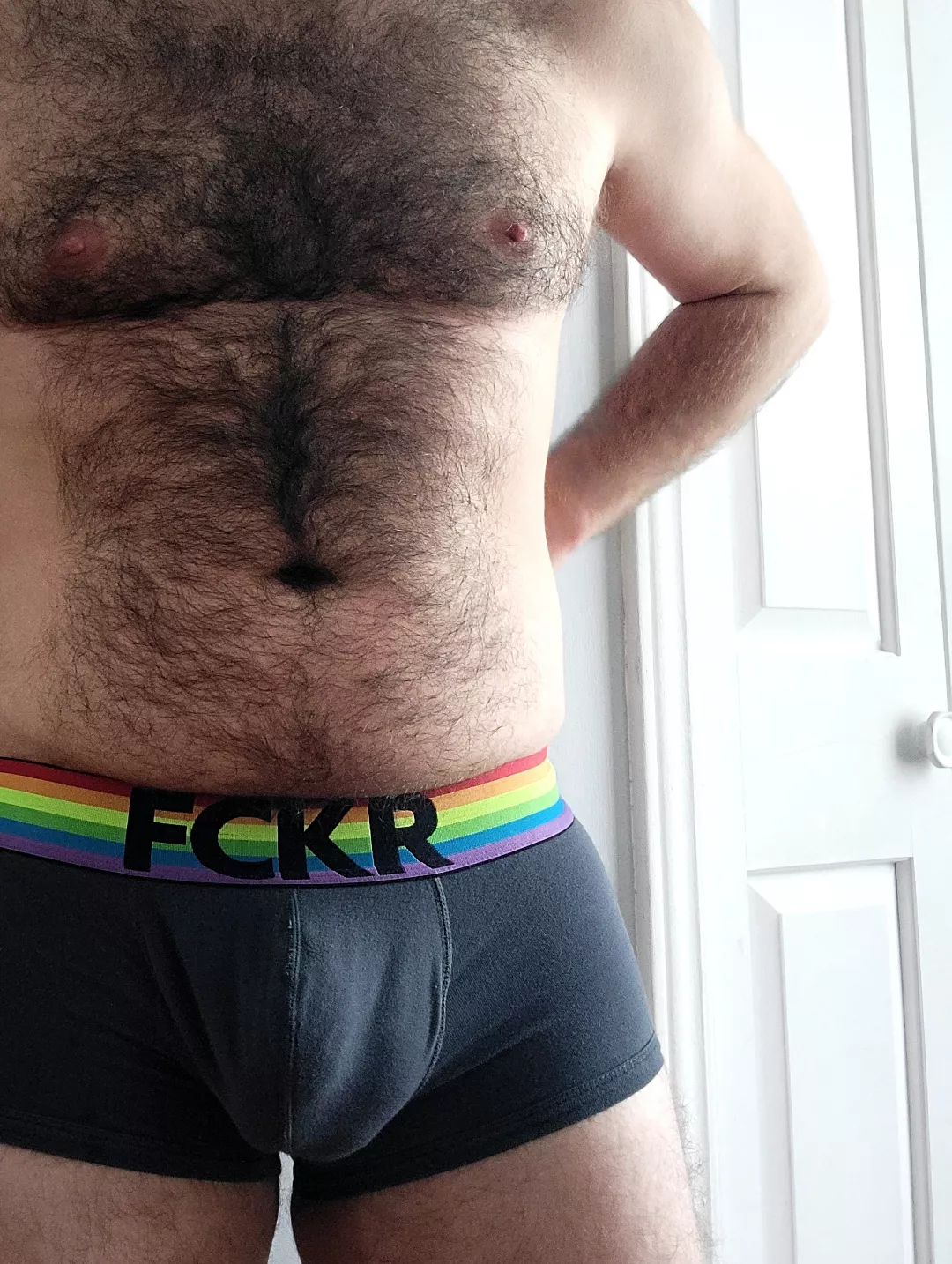 Morning light and bulge with a side of hair as always