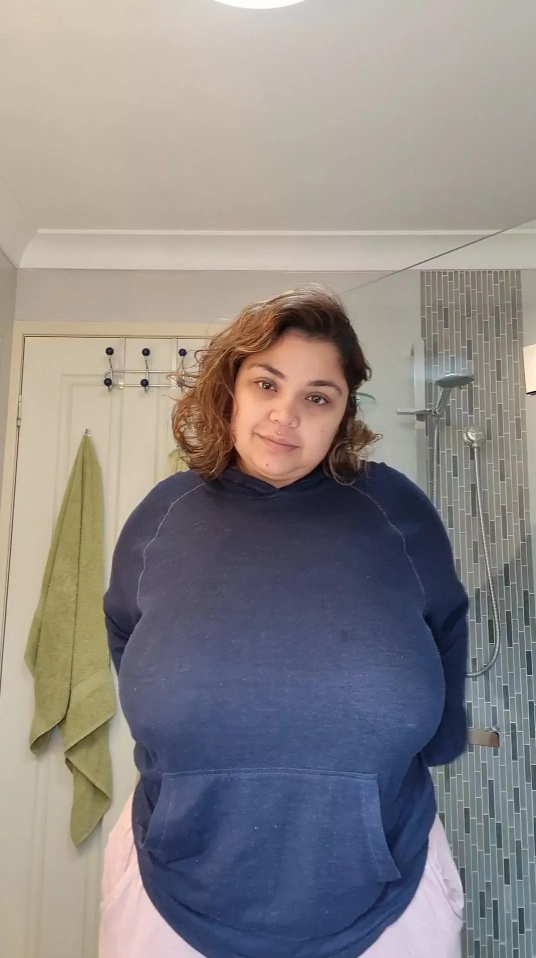 My partner trying on my hoody...it looks considerably better on her.