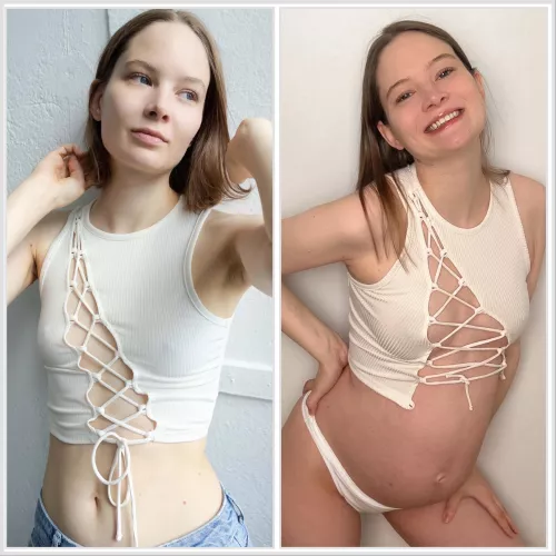 My top before pregnancy and 30 weeks pregnant. I wonder if it'll fit at 40 weeks