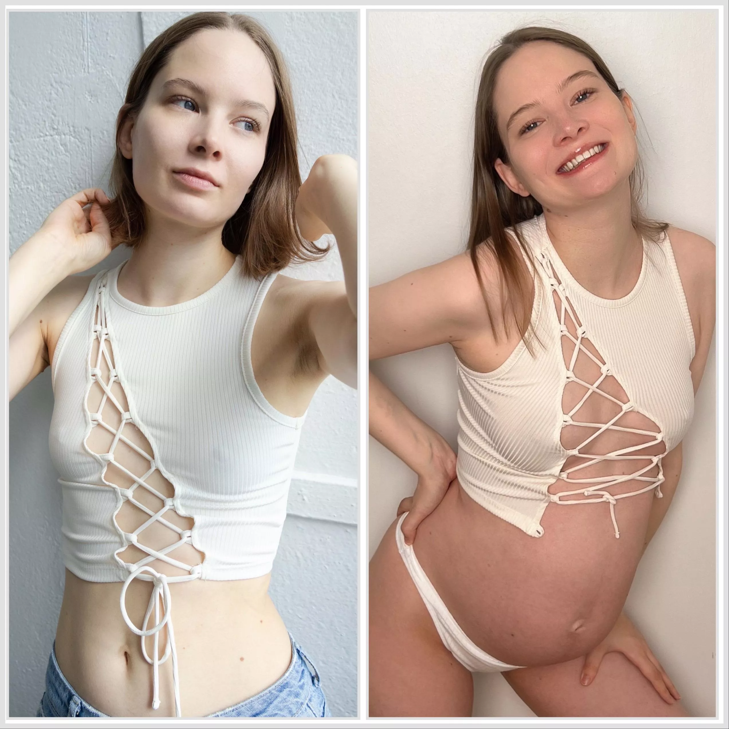 My top before pregnancy and 30 weeks pregnant. I wonder if it'll fit at 40 weeks