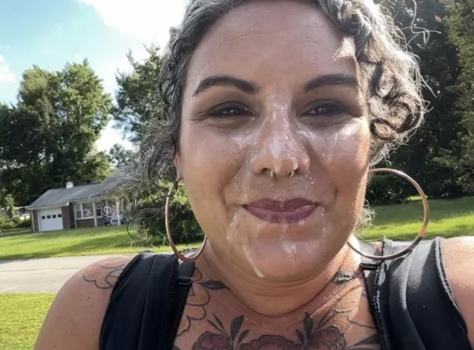 Outside with a drippy facial