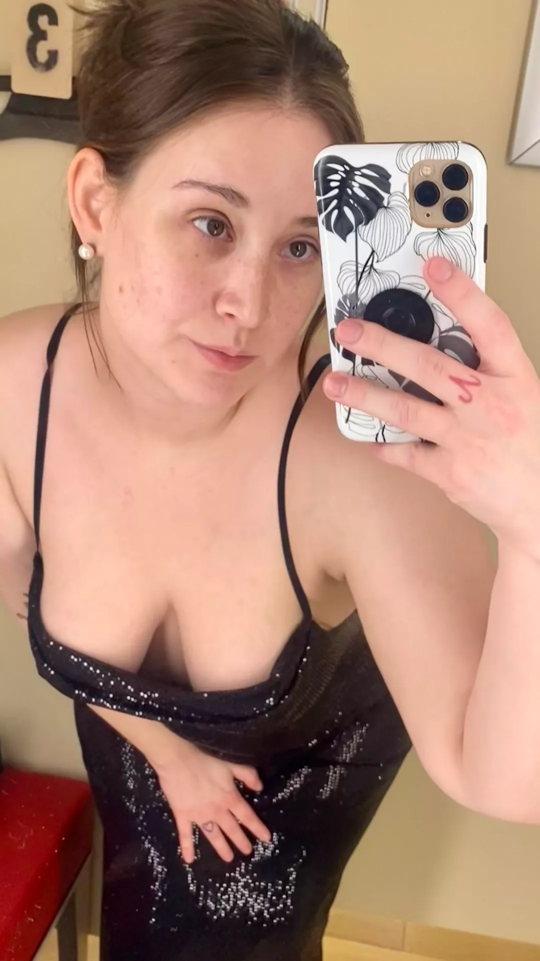 Seeing how the girls look in my sparkly dress for a work party