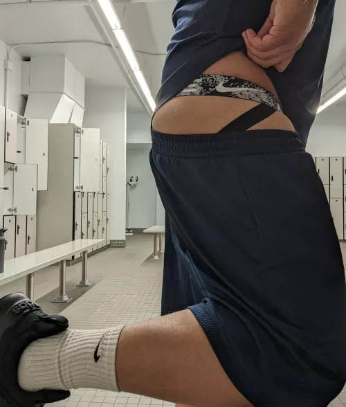 Trying to color coordinate my jocks and socks at the gym!