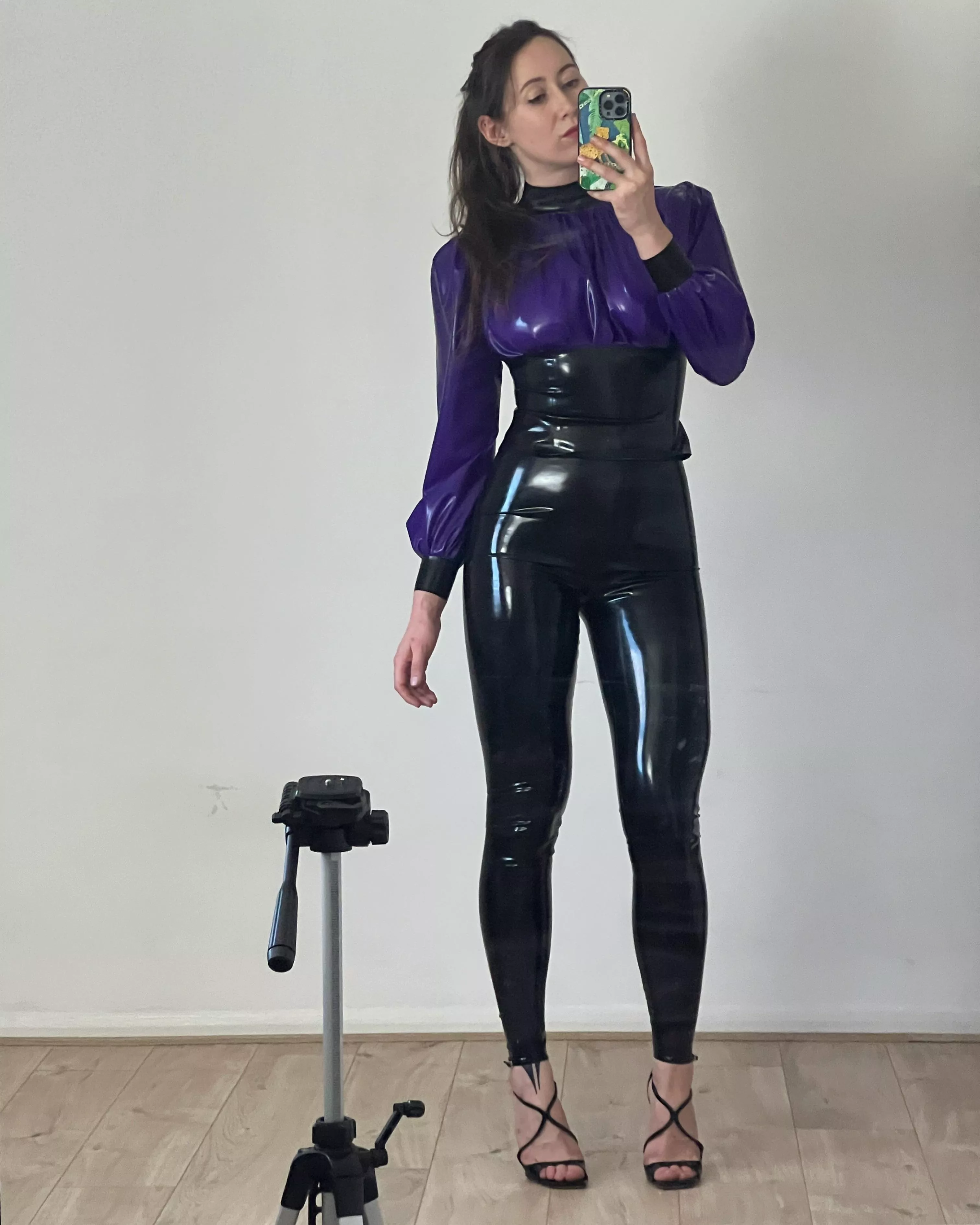 Enjoying a very shiny legging moment