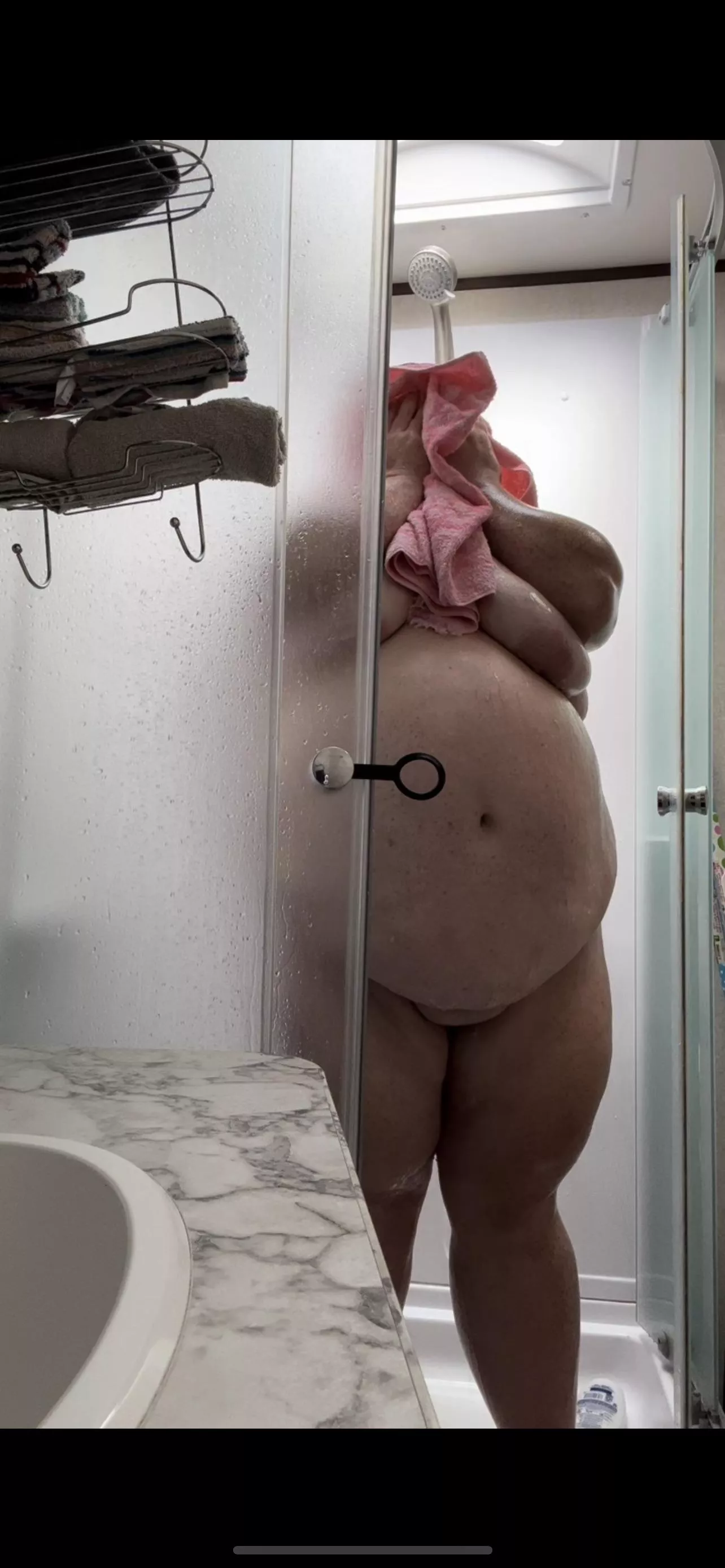 It’s going to be a tight squeeze in this little shower soon … 🫣