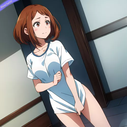 Ochaco embarassed in her cute shirt (WuKaiTian)
