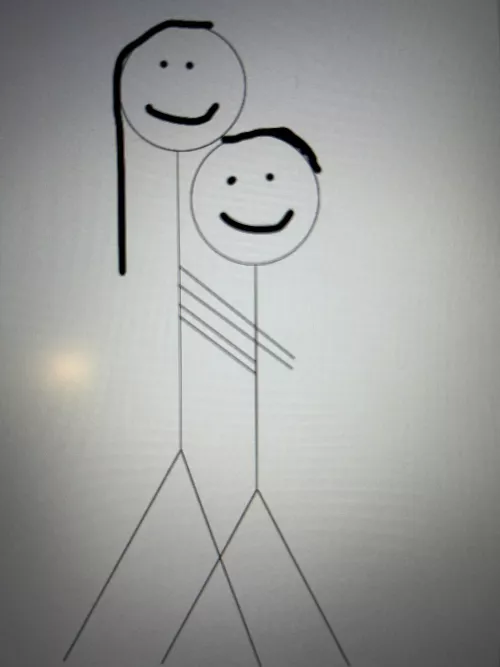 Reposting this drawing of a Domme and a Sub hugging, hope it’s not to lewd