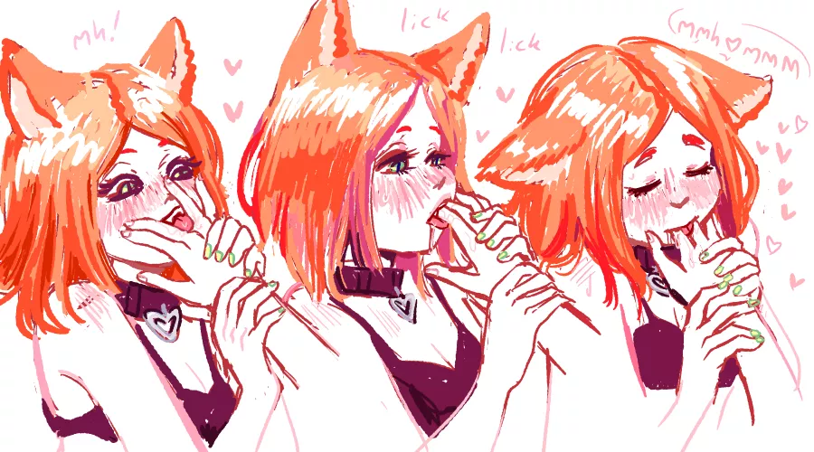 Sucking his fingers, by me