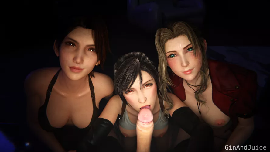 Cloud, Tifa, Jessie and Aerith (GinAndJuice)