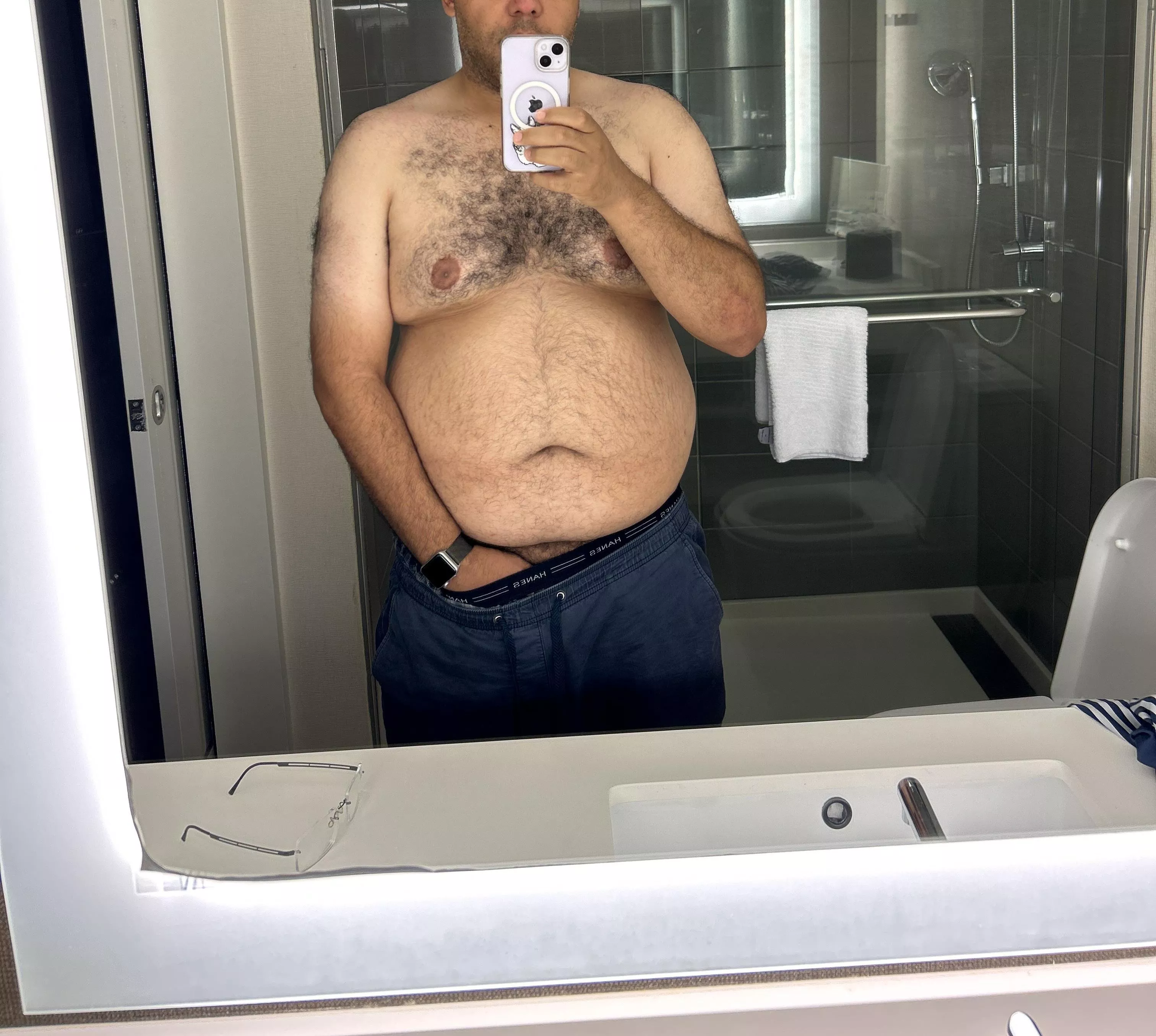 Feeling the lighting in the hotel room!