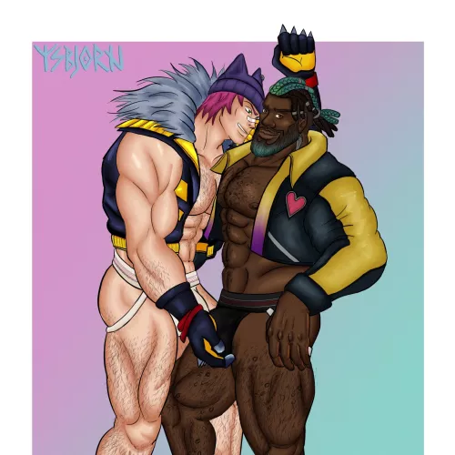 I’m a bit late, but I finished this Heartsteel Sett and K’Sante illustration.