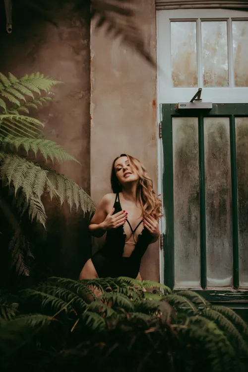 Just hanging around the greenhouse in my favourite black bodysuit!