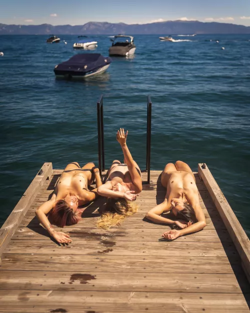 Nude sunbathing with my girls in Lake Tahoe