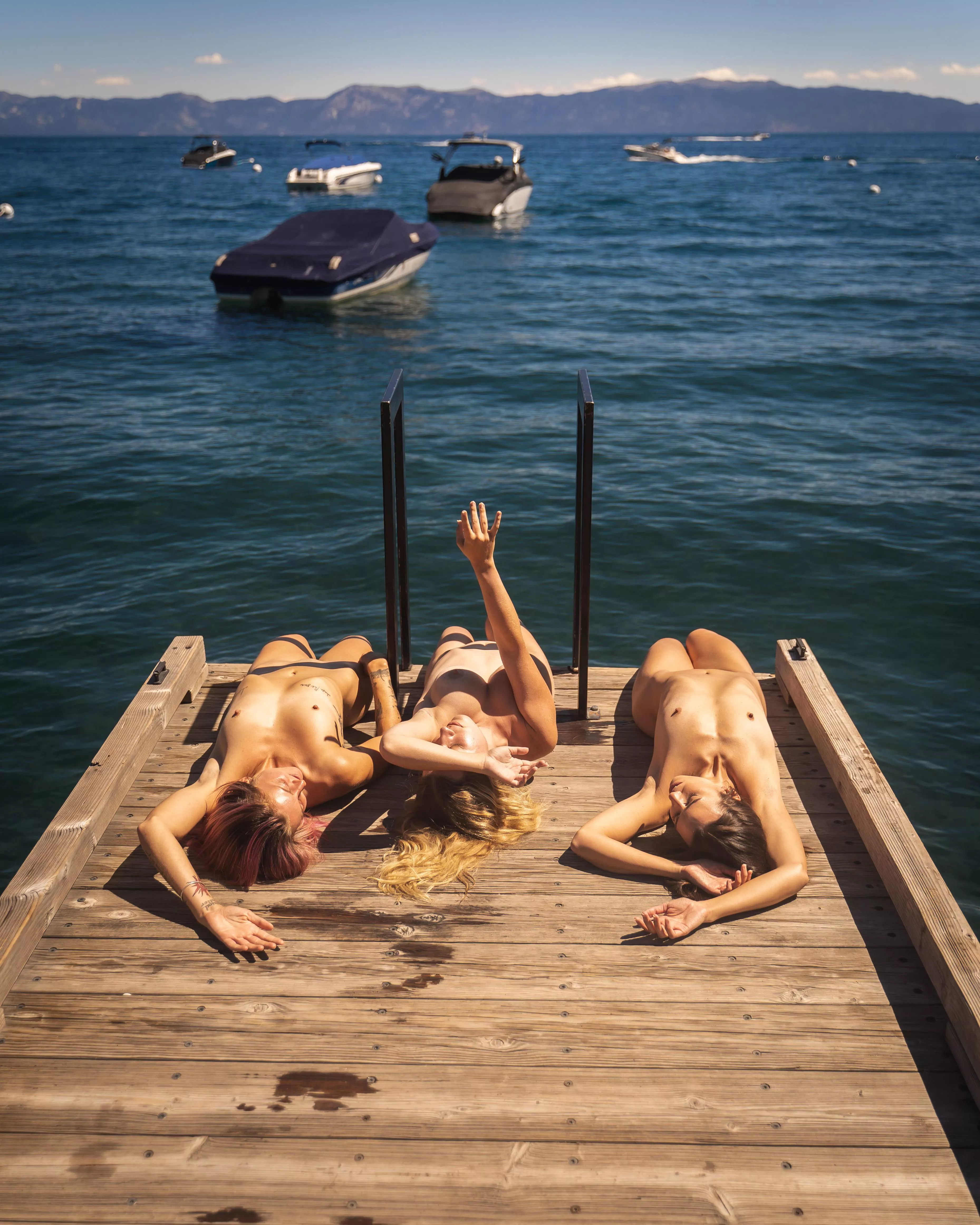 Nude sunbathing with my girls in Lake Tahoe