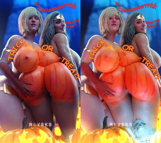 Power Girl & Wonder Woman - Trick or Treat (Rysketches) [DC]