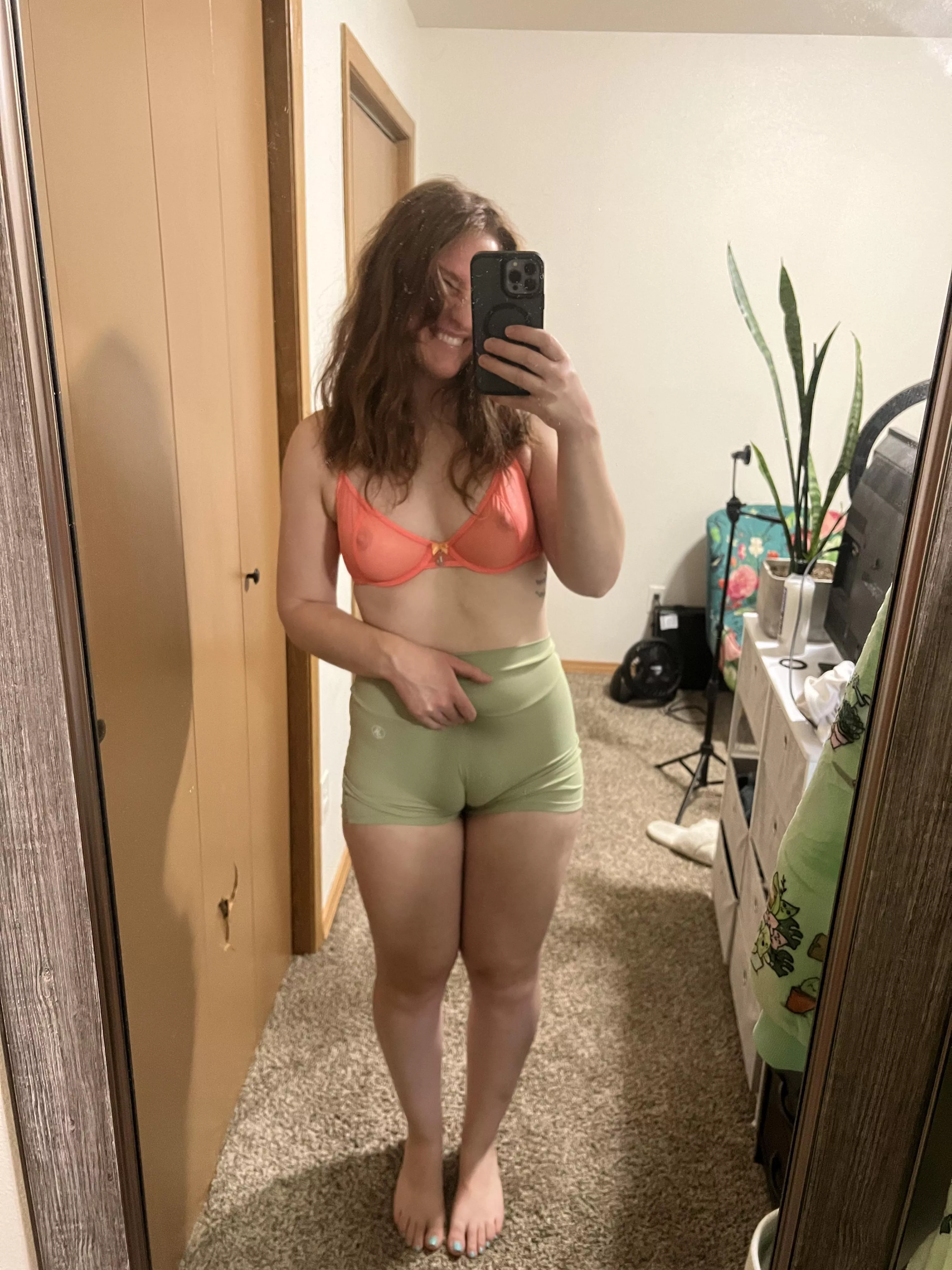 All cheesy smiles and toes