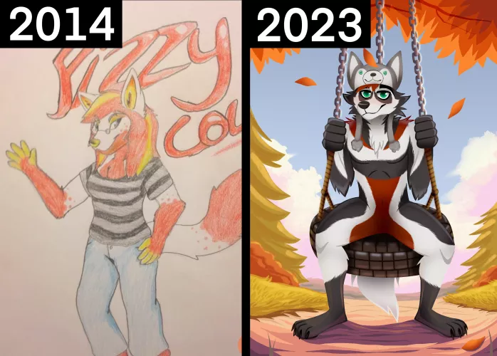First Post VS Most Recent (Art by Me @/GarbyLion)