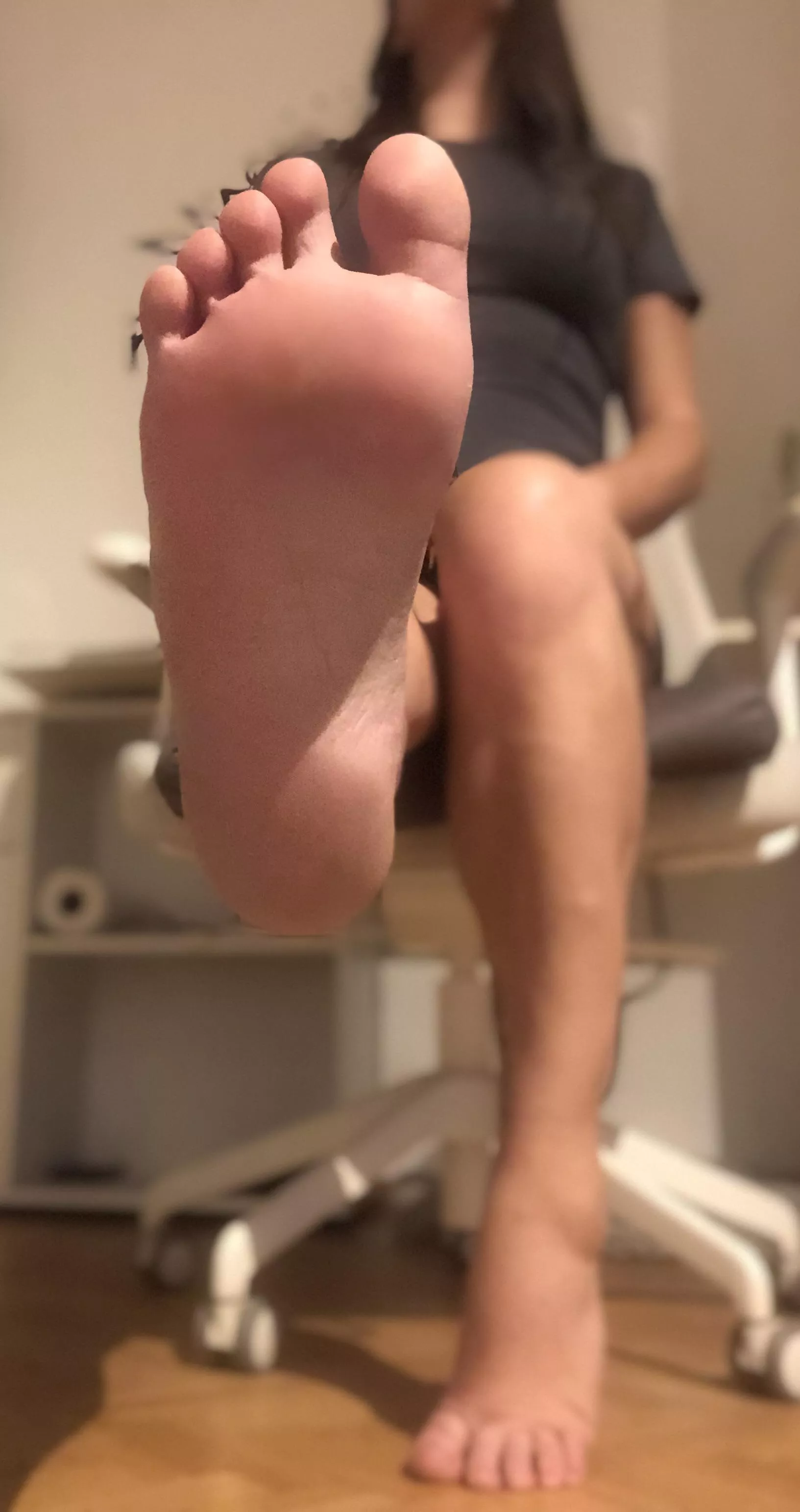 Get on your knees and smell my foot, foot bitch. Now!