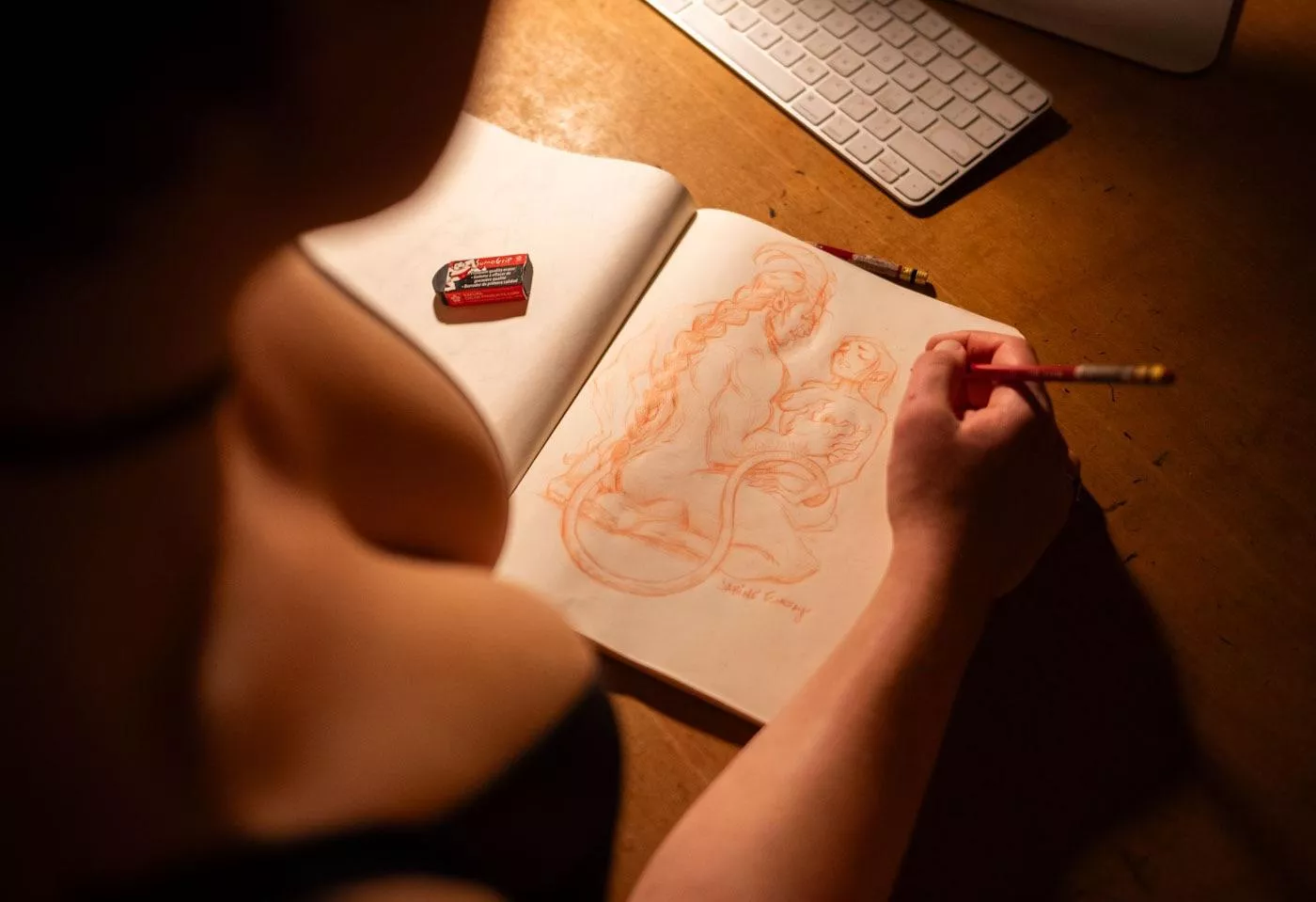 Getting off of drawing monster smut wishing there were some big, clawed hands playing with my breasts 🖤 (Ice Planet Barbarians fanart, illustration and tits are mine ;)