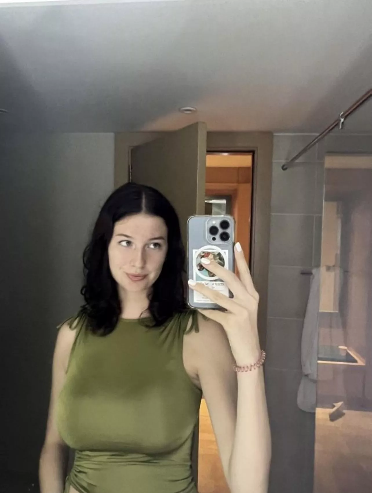 What fabric is her top?