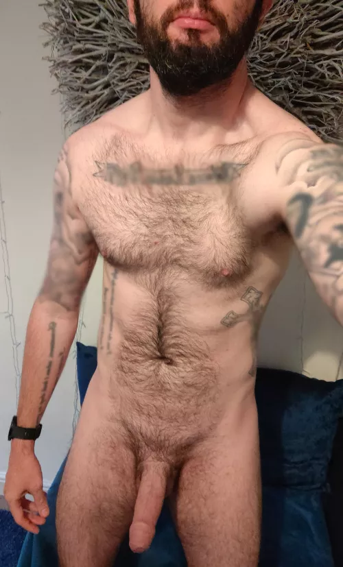 Which you sitting on first, the beard or the boner?